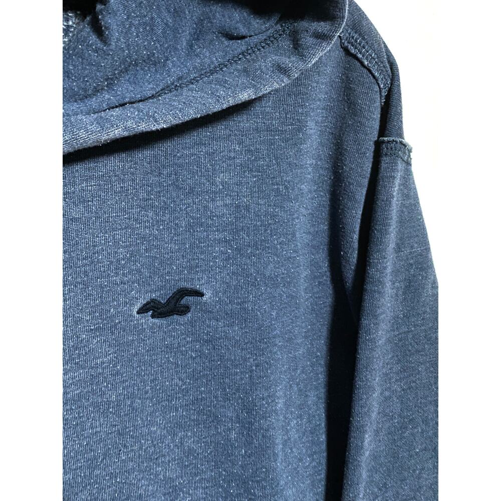 Hollister Blue Hoodie Pullover Sewn Logo Preppy Coastal Y2K Surf Mens M Soft - Picture 2 of 7
